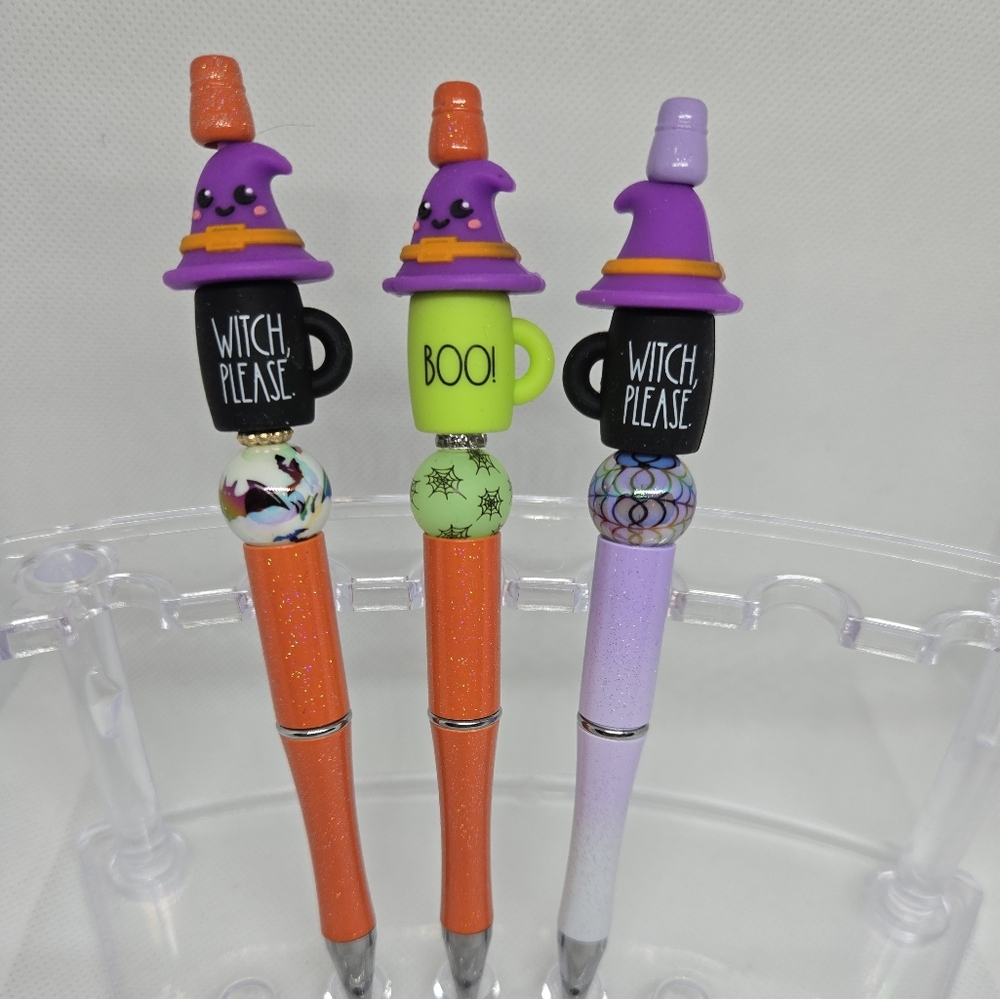NWT Halloween Silicone Witch Hat with Coffee Mug Bling and Beaded Pen Black Ink